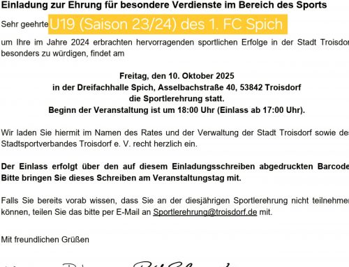 U19/1 – Ehrung für eine herausragende Saison 23/24