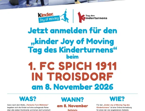 Tag des Kinderturnens – Turn-Team Deutschland kommt am 8. November zum 1. FC Spich